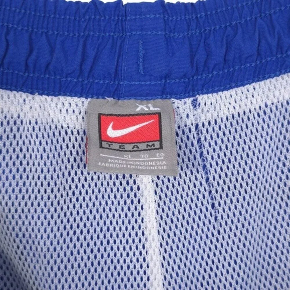 NIKE TEAM Vintage Track Pants XL Blue Ankle Zip‎ Snap White Stripe 90's Straight